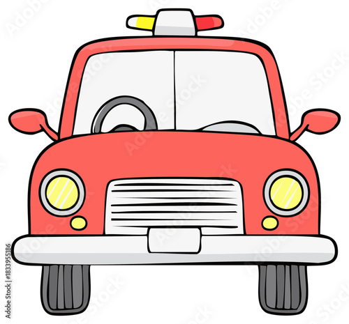 Cartoon Red Firetruck Illustration Emergency Vehicle Front View