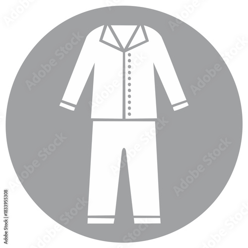 Pajama set sleepwear flat vector icon illustration for bedtime and loungewear