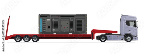 "truck side view trailer load semi road car haul dig big large long lorry generator icon logo sign design template work build auto under work power drive carry cargo wheel mover


