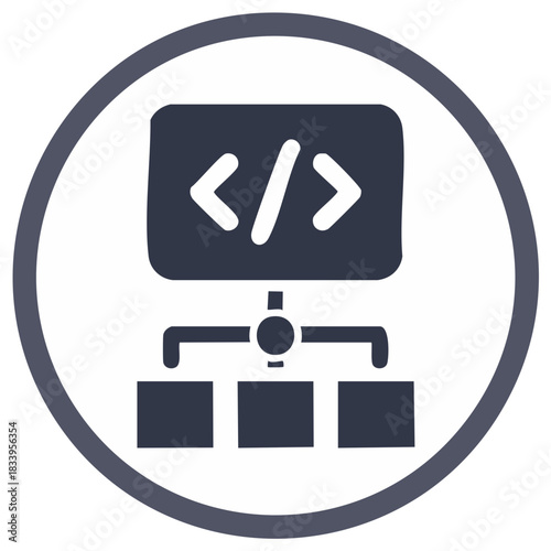 Sitemap and web development icon for site structure programming and software architecture