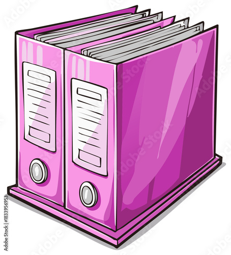 Bright Pink Lever Arch Files Stacked, Office Paperwork Organized and Stored