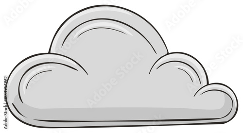 Stylized grey cloud with dark outline and white highlights