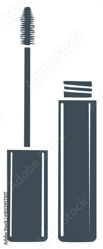 Simple Mascara Tube and Wand Illustration for Beauty and Cosmetic Designs Graphic Style Isolated