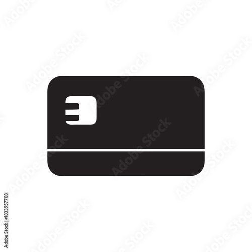 Black and white credit card icon simple banking payment symbol for business and finance vector illustration
