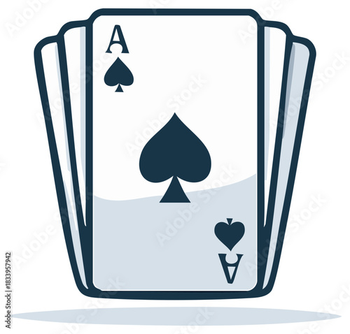 Ace of Spades and fanned playing cards icon vector illustration
