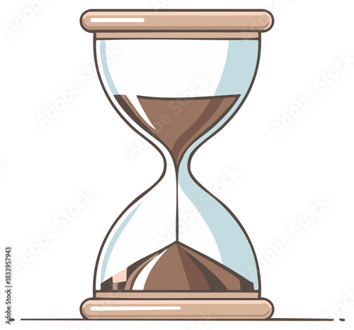Cartoon hourglass with flowing sand symbolizing time passing and measurement