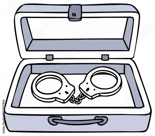 Open Briefcase Containing Handcuffs