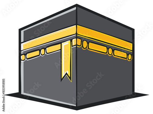 Stylized Kabah Illustration Islamic Symbol for Pilgrimage Islamic Faith