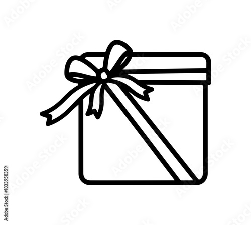 Elegant gift box outline, modern celebration surprise icon