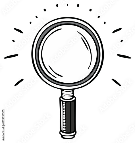 Magnifying Glass Vector Sketch Hand Drawn Illustration Analysis Search Symbol
