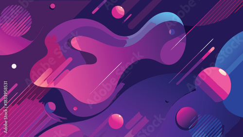 Abstract background featuring flowing purple and pink waves, creating a dynamic and vibrant visual effect..eps