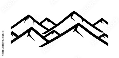Striking mountain range peaks outline vector design