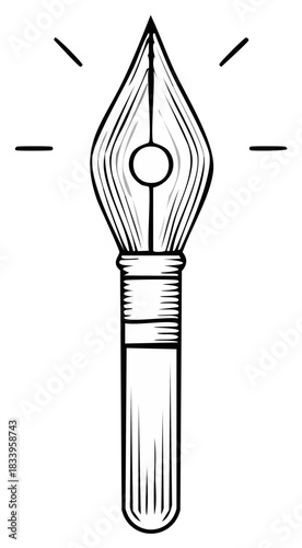 Stylized Fountain Pen Nib Illustration for Writing Projects and Creative Design
