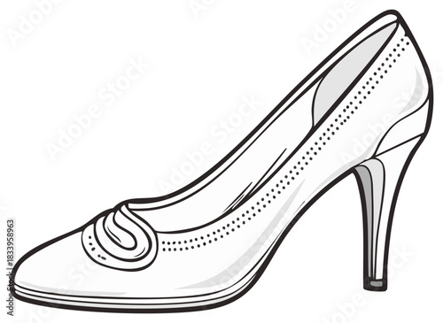 Elegant high heel shoe illustration with decorative detail for fashion and design projects