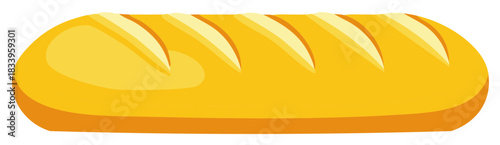 Fresh baked golden loaf of bread, illustration isolated on white, bakery concept