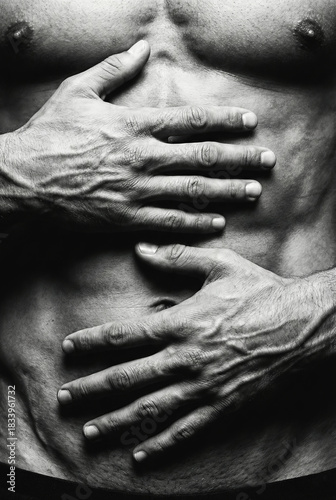 Wallpaper Mural Torso with Hands, Black and White Image Torontodigital.ca