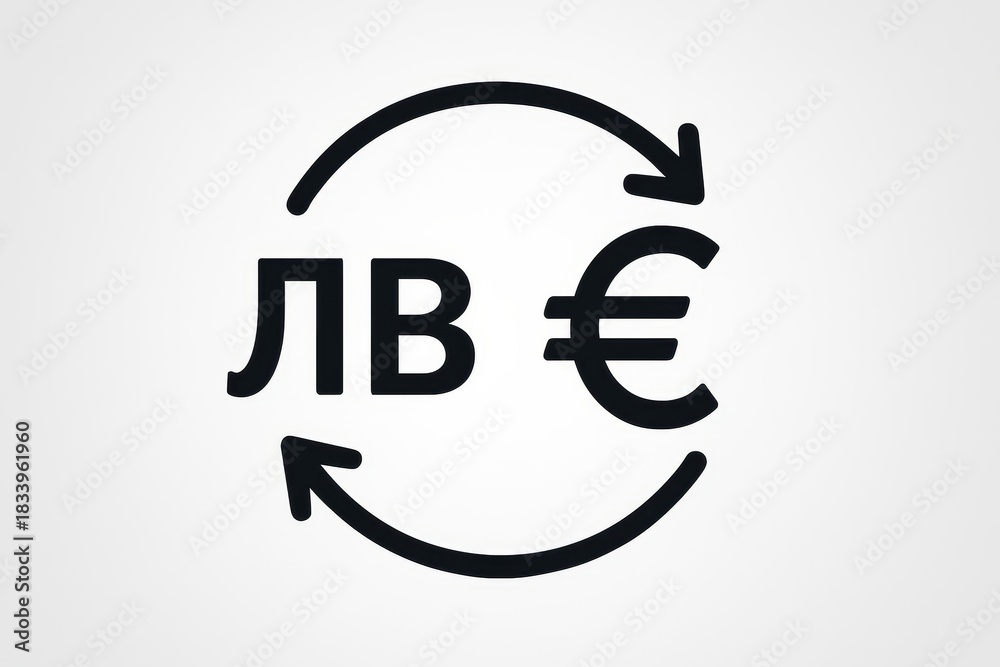 Obraz premium Bulgarian lev to euro exchange arrows isolated on white background