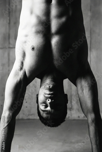 Wallpaper Mural Man Inverted, Upper Torso and Face, Monochromatic Torontodigital.ca