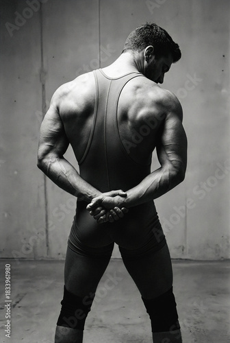 Wallpaper Mural Muscular Man Back View in Singlet with Hands Clasped Torontodigital.ca