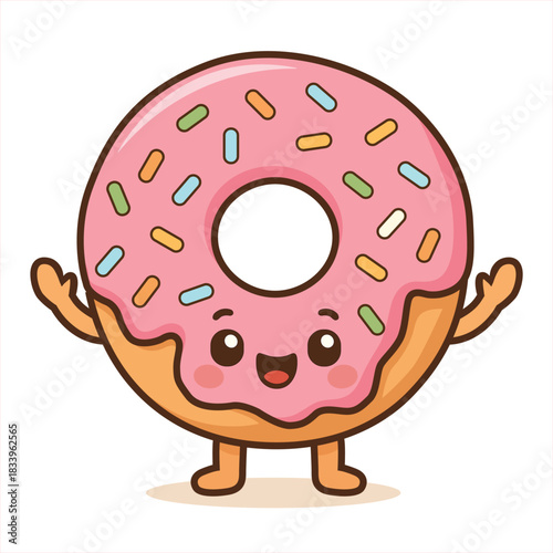 Cute Cartoon Doughnut Character with Smile