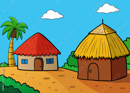 Thatched roof huts