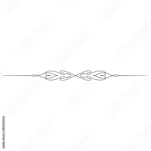 Line art style page divider with leaf elements 