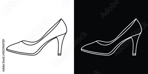 Women high heel shoe outline vector, high heel line art vector