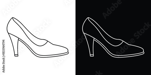 Women high heel shoe outline vector, high heel line art vector