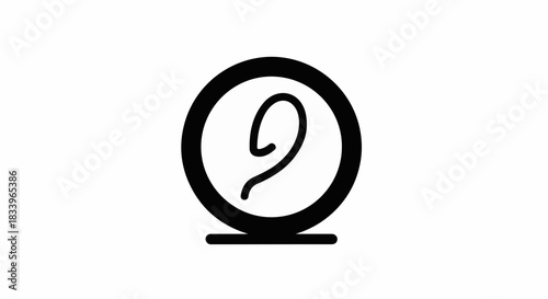 Simple black icon of an ear within a circle, representing hearing or listening
