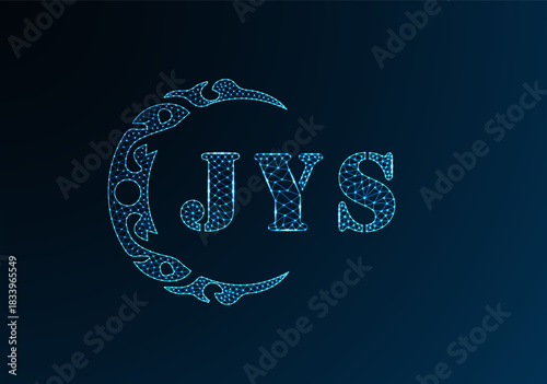 Low poly letter logo JYS design. JYS letter logo low poly vector design on blue color gradient background. JYS logo low poly design