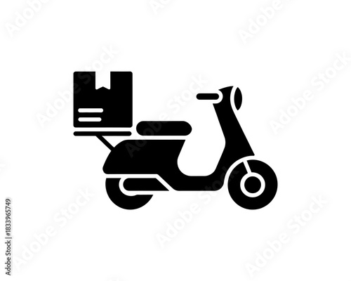 Delivery Scooter with Package Box for Express Shipping Services Illustration Transport Icon Fast Delivery Logistics and Transportation Business Delivery Vector