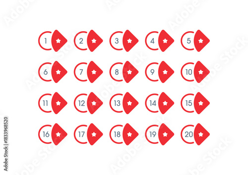 Vector numbers 1-20. 1-20 numbers concept for business, education, technology world