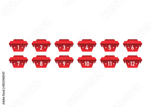 Numbers 1-12 concept. Numbers 1-12 for education, business, technology world