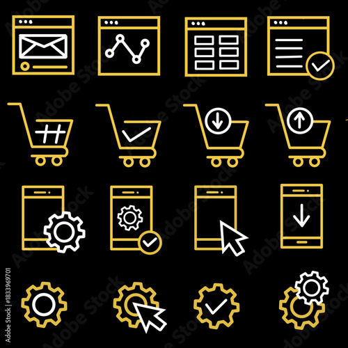 Cyber Monday icon set. Duotone color. Vector illustration. Containing cybermonday, discount, blackfriday, calendar, gift.