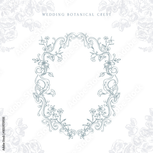 A botanical illustration of a wedding crest, perfect for adding an elegant touch to wedding invitations and stationery
