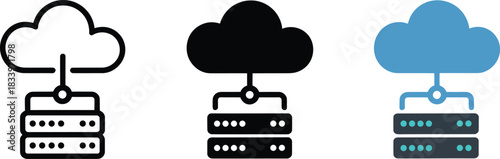 Cloud computing server rack connection icon network technology data center storage system