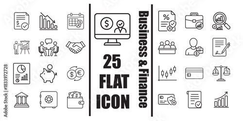 Business and finance outline icons set