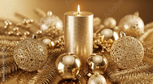 golden christmas candle