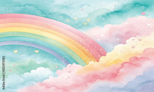  Watercolor Pastel Rainbow Background
