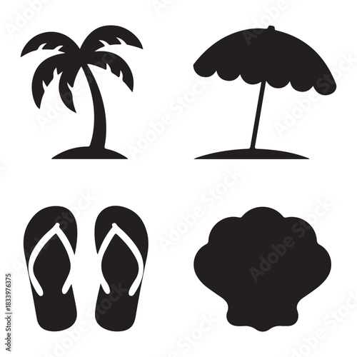 Classic beach umbrella sketch for bright sunny coastal leisure themes