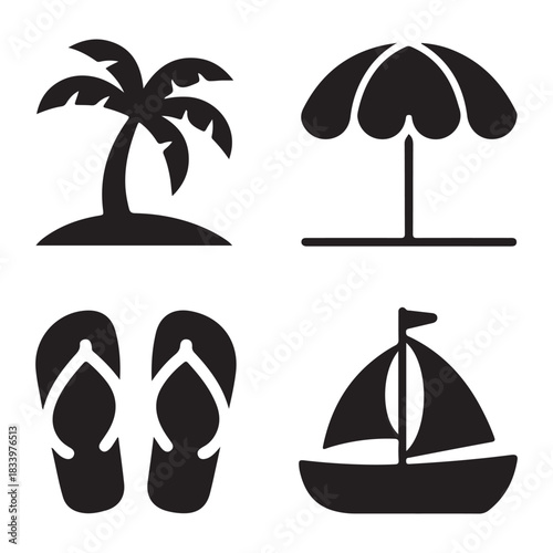 Coastal umbrella icon depicting soft seaside relaxation in warm sunlight