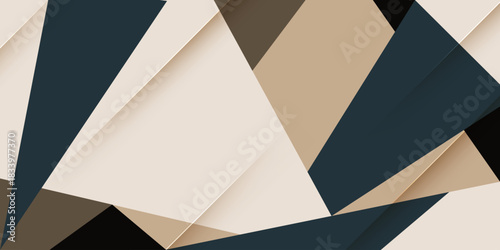 Abstract fractal banner background with shadow pattern design. Overlap papercut style element concept background.