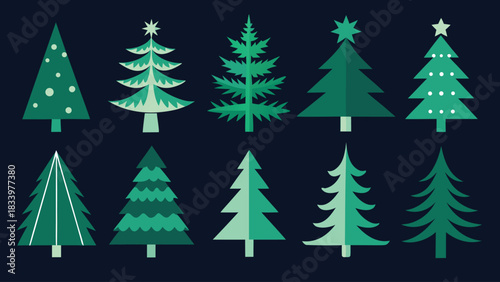 Multiple Christmas tree SVG designs, ideal for crafting, digital projects, and festive decorations..eps