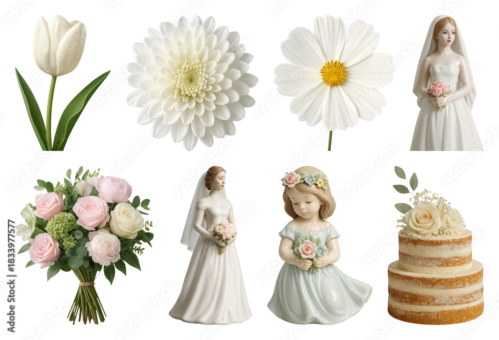 Fototapeta premium Elegant floral wedding decor elements