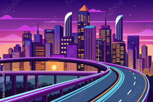Cityscape with highway