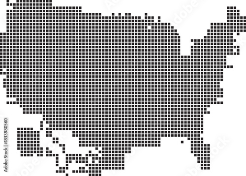 USA or Continent Shape Halftone Pixel Dot Map Vector Graphic Isolated on White