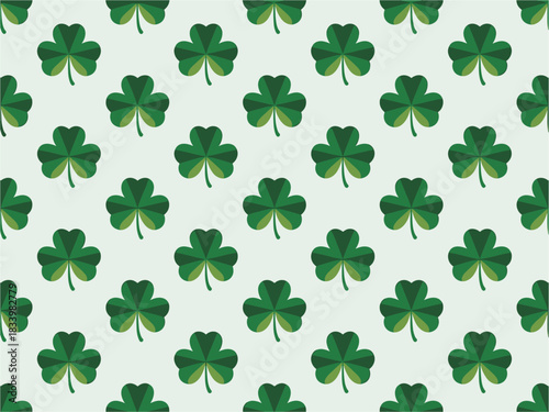 St. Patrick's Day Clover Pattern: Festive Irish Background with Green Shamrocks for Holiday Celebrations and Luck, Perfect for Decor and Designs