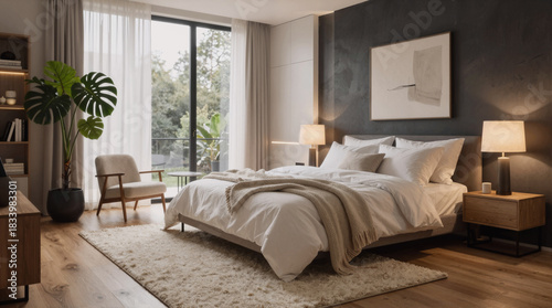 Luxurious contemporary bedroom interior