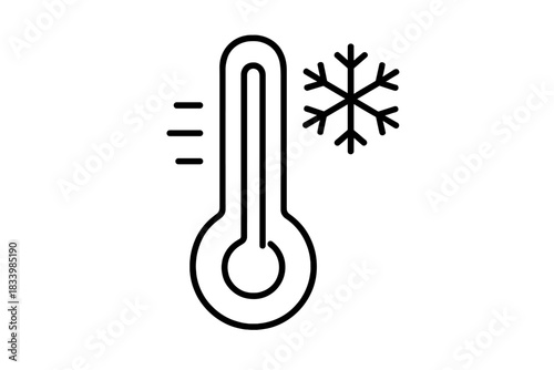 Thermometer icon with snowflake symbolizing cold temperature