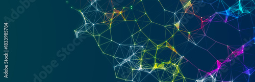 Beautiful curved wave on a dark background. Digital technology background. Concept of network. 3D